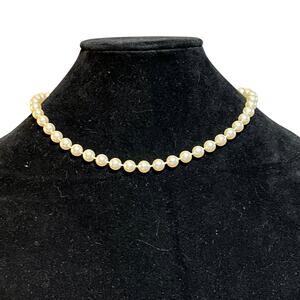 Vintage Faux Pearl Choker Necklace with Gold-Tone Clasp, Classic Elegant Jewelry